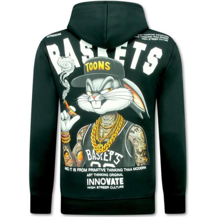 Oversized Hoodie Heren met Capuchon - Gangster Chicago - Dik Geweven - 5792 - Zwart