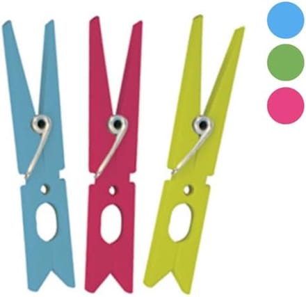 10 Stuks Wasknijpers Set in Blauw, Fuchsia en Groen
