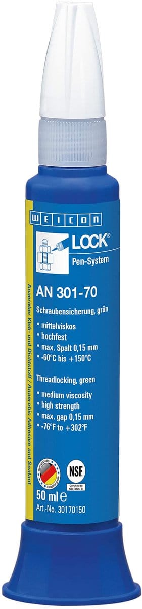 WEICONLOCK AN 301-70 50 ml Schroefdraadborging voor schroefdraad, NSF-goedkeuring, groen