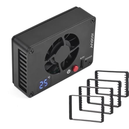Andoer FS-04A Camera Koelventilator Extern Koelsysteem met Temperatuurinstelling OLED Display 4st zwart