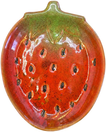 Clayre & Eef Decoratie schaal Rood Keramiek Aardbeien