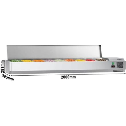 GGM Gastro Kühlaufsatzvitrine ECO - 2000x395mm - 9x GN 1/3 Zilver