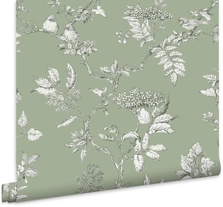 Laura Ashley Elderwood Behang - Planten - 10mx52cm - Groen