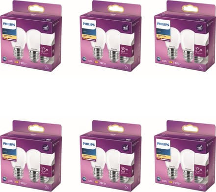 Philips Voordeelverpakking - E27 - LED Kogellamp - Mat - 25W - Niet Dimbaar - Warmwit Licht - Set van 12 Stuks