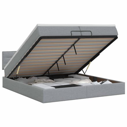 vidaXL - Ottoman - bed - met - matras - Lichtgrijs - 200 - x - 200 - cm - Stof