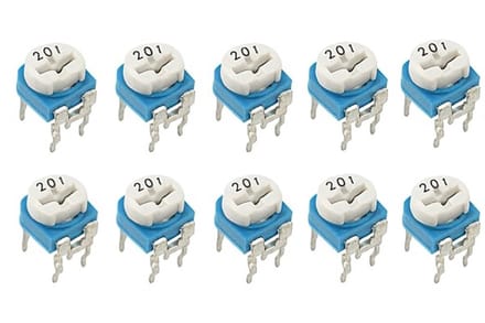 Weerstand regelbaar 200 Ohm RM-065 Trimpot Trimmer Potentiometer 10-stuks RM065-201