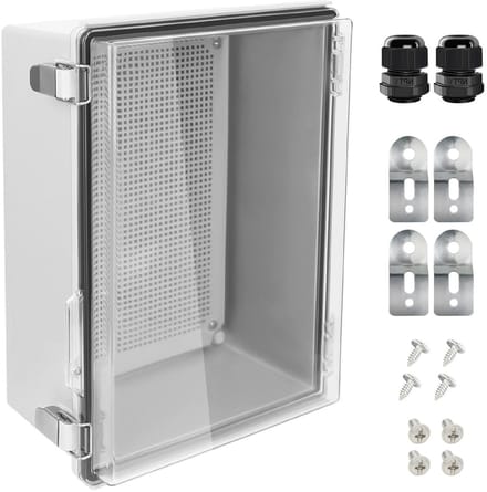 Waterproof Junction Box - Elektrische Behuizing - Buiten Elektronica - Transparant Deksel - 35 x 25 x 15 cm - Grijs