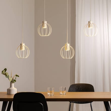 HELAM STARLIGHT hanglamp, crèmewit, 4-lamps, lengte 100 cm metaal