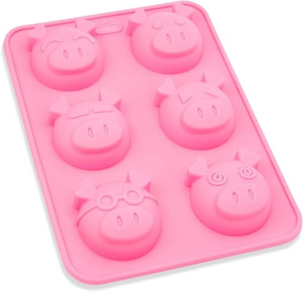 Siliconen Vorm Varkens - Muffinvorm Cupcake - Bakken Decoreren - 6 Caviteiten - 23 x 17 x 3 cm - Roze