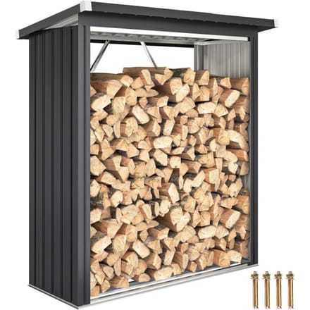 4goodz Houtopslag gegalvaniseerd staal met schuin dak – 66x150x150 cm -