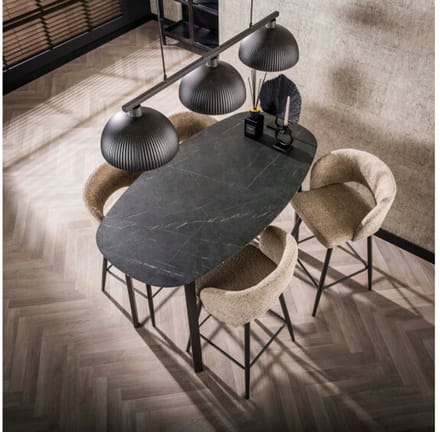 Bartafel Marquina deens ovaal 140x75 cm - marmerlook