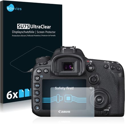 Savvies - Screenprotector voor Canon EOS 7D Mark II - Folie Beschermfolie transparant 6 Stuks