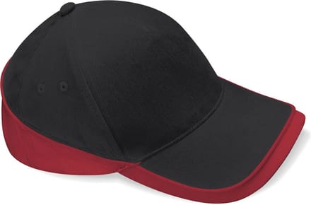 Beechfield Competition Cap Zwart - Rood