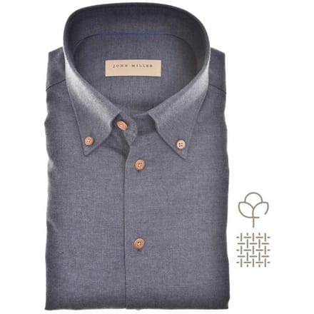 John Miller Overhemd Flanel Button-Down Donker Blauw / male