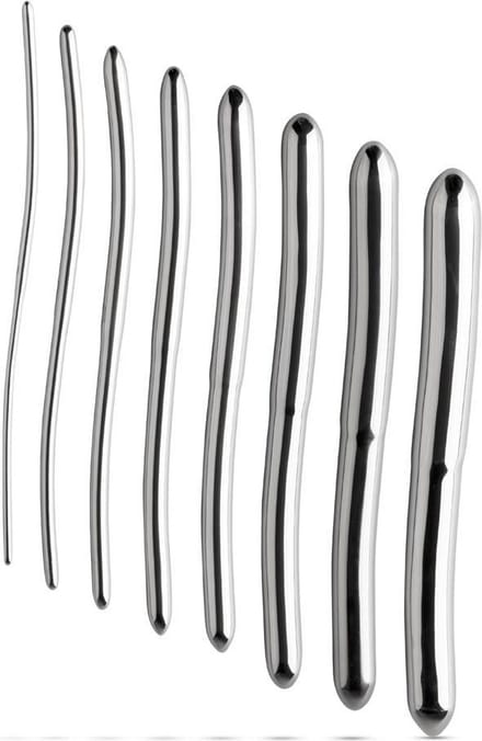 Sinner Gear - Flat Ended Dilatorset 8 Stuks - 0,3 - 1,7 cm - Verschillende groottes - Complete set - Zilver