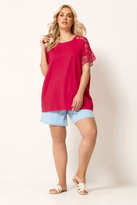 Yours Rood Gehaakt Tshirt Size 46