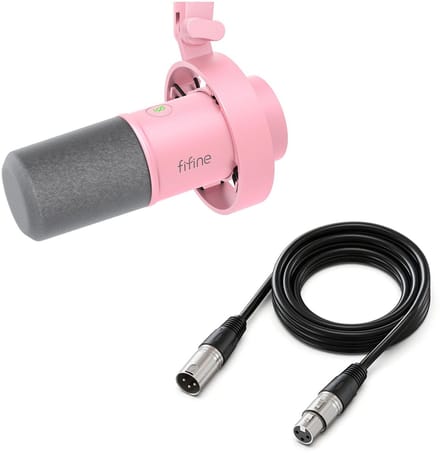 FIFINE K688 - Met XLR - USB / XLR - Dynamische Microfoon - Streaming - Podcasting - Gaming - Geschikt voor PS4 / PS5 / PC - Roze