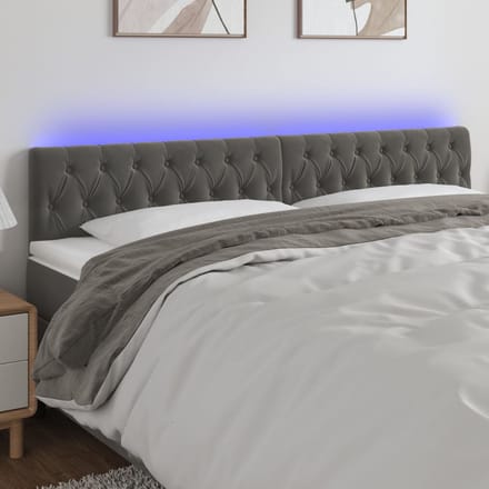 vidaXL - Hoofdbord - LED - 180x7x78/88 - cm - fluweel - donkergrijs