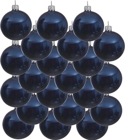 Decoris kerstballen - 18x st - donkerblauw - D8 cm - glas - kerstversiering