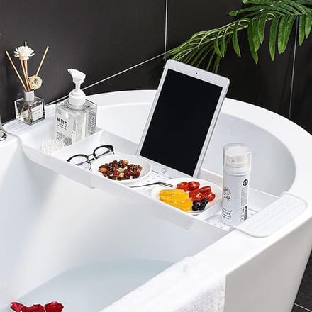 HAUSS SPOLE Badplank-Uittrekbaar Design-Badkamer-56-78cm-PP Kunststof-Wit