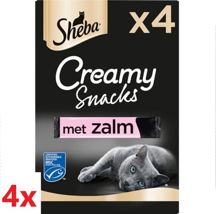 4x Sheba - Creamy Snacks Zalm - Kattensnacks - 4 stuks