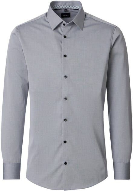 VENTI modern fit overhemd - popeline - zilvergrijs - Strijkvrij - Boordmaat: 38