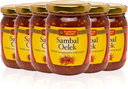 Flowerbrand® | 6 x 200 gr Sambal Oelek | vegetarisch | gemaken rode pepers