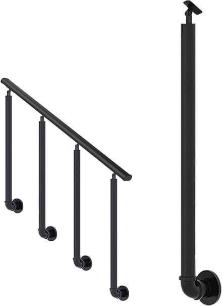 Trapleuning Paal - Balustrade Ondersteuning - Trap Veiligheid - Verstelbare Hoek - 65 cm - Zwart