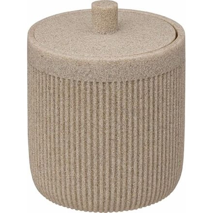 5Five Wattendispenser - zandkleur - rustiek - polyresin - 10 x 12 cm - wattenpot - watjes dispenser