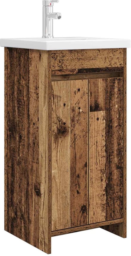 vidaXL - Badkamer - Vanity - met - Wastafel - Oud - hout - 42 - x - 40 - x - 84,5 - cm
