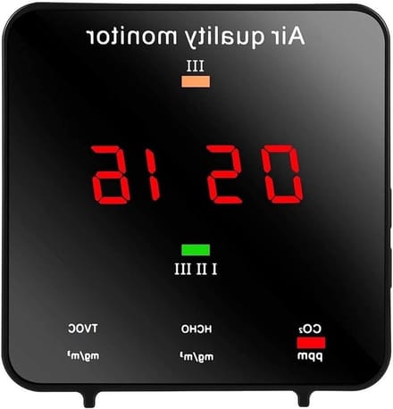 Luchtkwaliteit Sensor - Luchtmeter Formaldehyde - Binnenlucht Monitoren - Meet 4 Stoffen - 68x70x40mm - Zwart