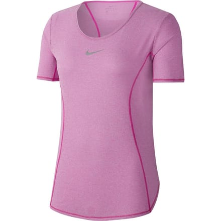 Nike Nk 10K Top Ss Sportshirt Dames - Fire Pink/Htr/Reflective Silv - Maat L