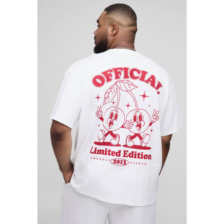 Plus Oversized Cherry Graphic T-Shirt | White | Size 2XL