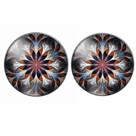 Clip oorbellen bloemmotief 2 cm bruin