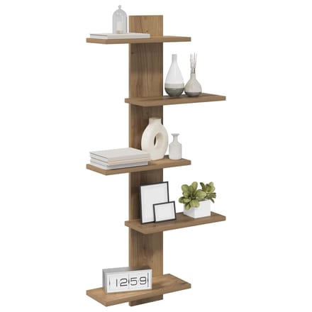 vidaXL - Wandzwevend - Plank - Artisanaal - eiken - 48,5 - x - 15 - x - 101 - cm