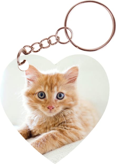 Sleutelhanger hartje 5x5cm - Rode Kitten