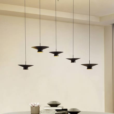 Lindby LED hanglamp Norvind, 10-lamps, zwart, dimbaar.