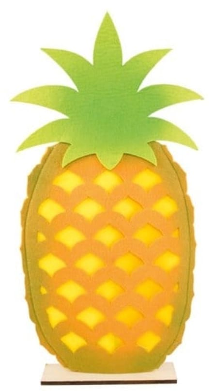 Grote Ananas Vilt op houten frame (27x54,5cm)