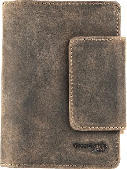 Greenland Nature Steen portemonnee leer 10 cm mobiele telefoon compartiment - Dames - Staand formaat - stone