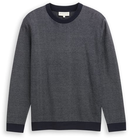 Tom Tailor - Gebreide trui van katoen - Maat S - navy offwhite dot stripe