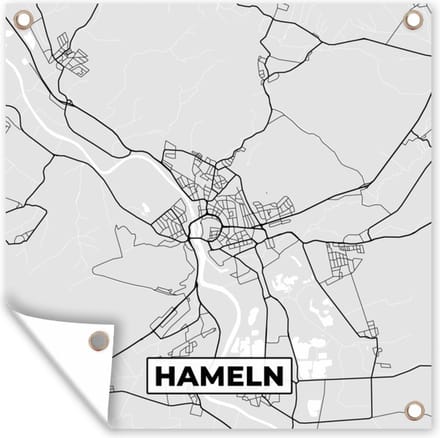 Tuindoek Plattegrond - Duitsland - Hameln - Stadskaart - Kaart - 100x100 cm