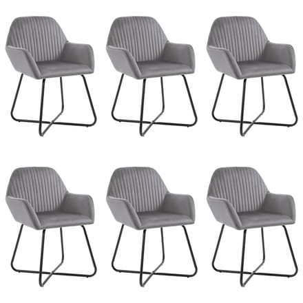 vidaXL - Eetkamerstoelen - 6 - st - fluweel - grijs