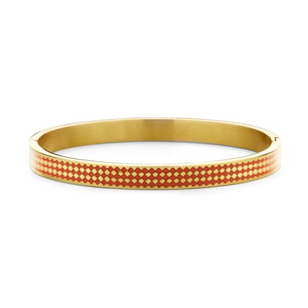 CO88 Collection 8CB-91207 Stalen Armband met Emaille - Bangle - 6mm - 58x49mm - Staal - Rood - Goudkleurig