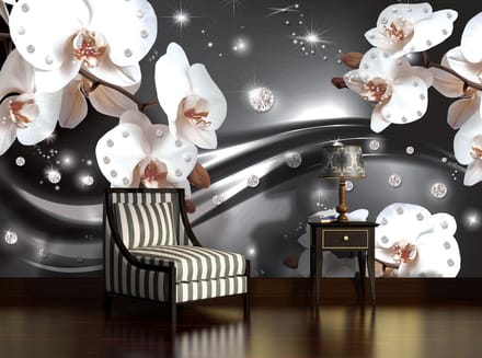 Flowers Orchids Pattern Photo Wallcovering