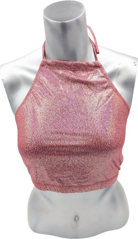 Kinky Glossy Oud Roze Halter Top With Open Back Size L