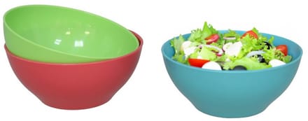 Gerimport Picknick/camping kommen/snack schaaltje - 3x stuks - multi - kunststof - herbruikbaar