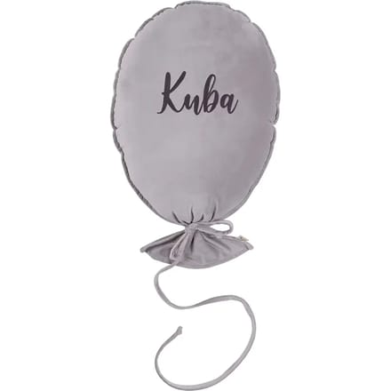 Gepersonaliseerd deluxe zilvergrijs balonikussen Malomi Kids