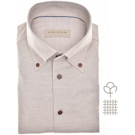 John Miller Overhemd Flanel Button-Down Licht Bruin / male