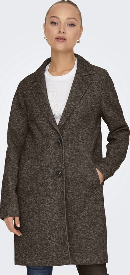 ONLY Dames Jas Bruin Gemêleerd – Regular Fit – Warme Polyester Katoen
