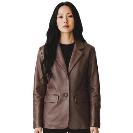 Dames Conker Brown Italiaanse leren blazerjas - Chongqing